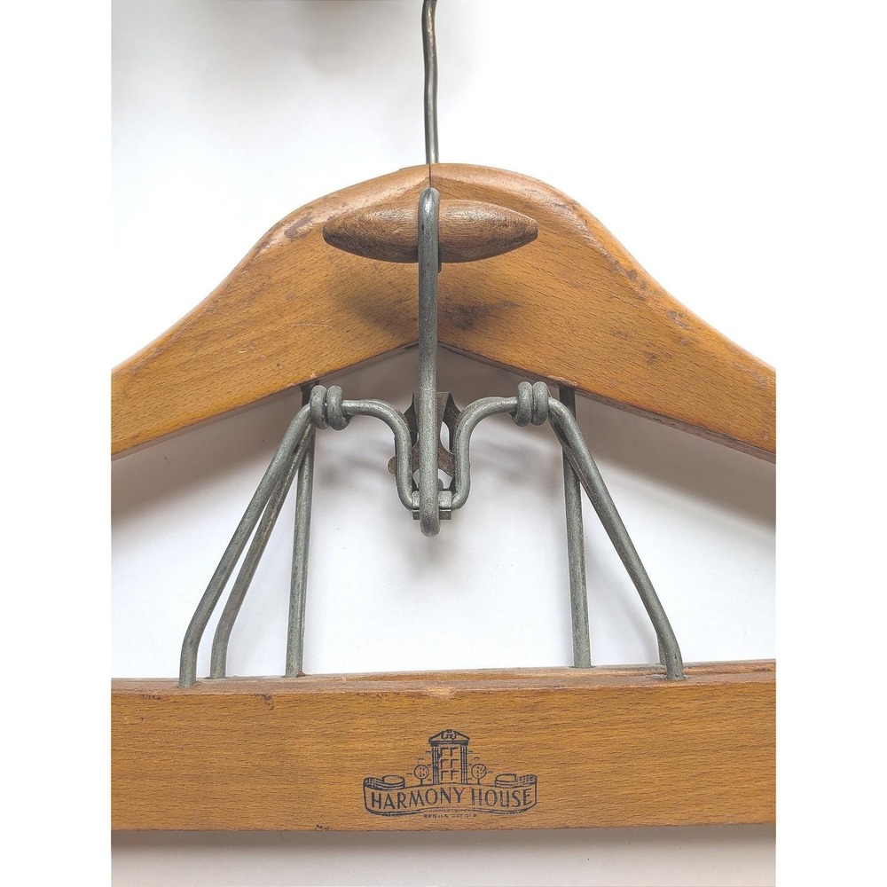 VINTAGE‎ Made In USA Harmony House Wooden Suit Hanger Dark Academia VTG